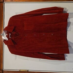 Marshall Landing 100% Suede Red Unlined Shirt Jacket Vintage Size Medium